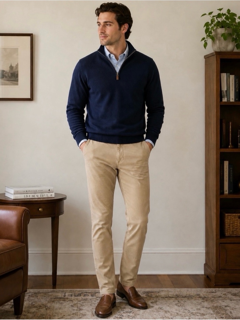 Brooks Brothers Men’s Slim Fit Corduroy Pants in Beige / Khaki | 32x32